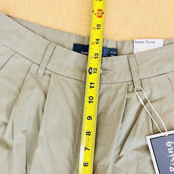 Indigo Rising Women's Pleated Front Wide Leg Green Pant Size 11/30 High Rise NWT - Picture 10 of 12